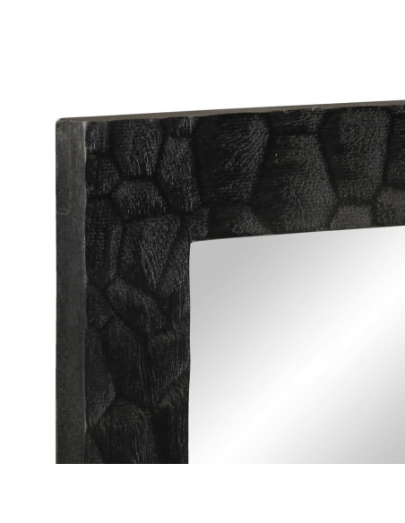 Specchio da Bagno Nero 50x70x2,5cm Legno Massello Mango e Vetro