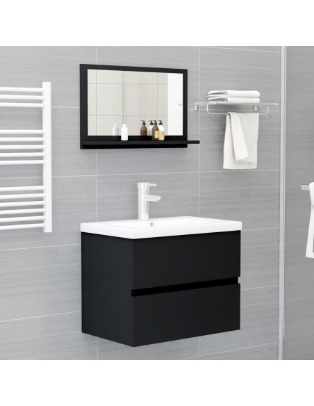 Specchio da Bagno Nero 60x10,5x37 cm in Legno Multistrato