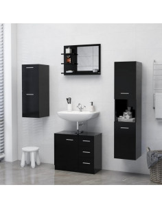 Specchio da Bagno Nero 60x10,5x45 cm in Legno Multistrato