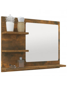 Specchio da Bagno Rovere Fumo 60x10,5x45cm in Legno Multistrato