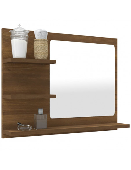 Specchio da Bagno Rovere Marrone 60x10,5x45cm Legno Multistrato