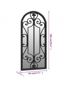 Specchio da Giardino Nero 100x45 cm in Ferro per Uso Esterno