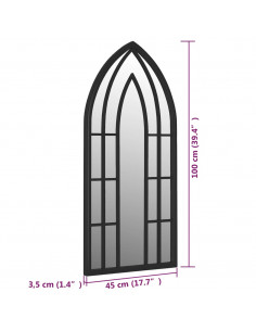 Specchio da Giardino Nero 100x45 cm in Ferro per Uso Esterno