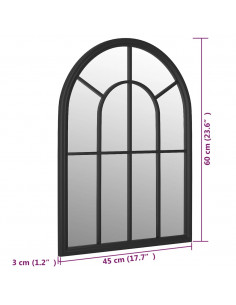 Specchio da Giardino Nero 60x45 cm in Ferro per Uso Esterno