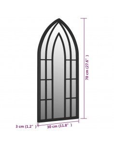 Specchio da Giardino Nero 70x30 cm in Ferro per Uso Esterno