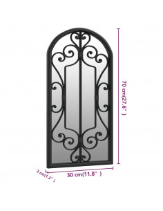 Specchio da Giardino Nero 70x30 cm in Ferro per Uso Esterno