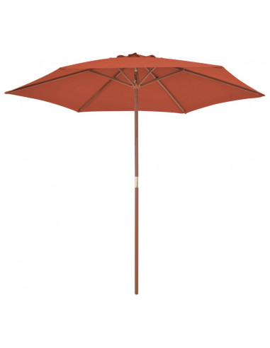 Ombrellone da Esterni con Palo in Legno 270 cm Terracotta
