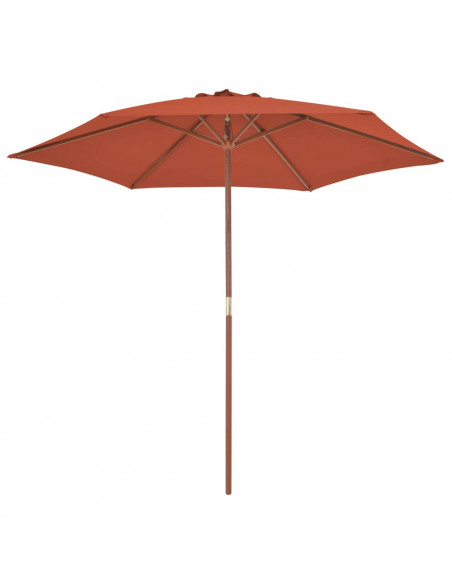 Ombrellone da Esterni con Palo in Legno 270 cm Terracotta