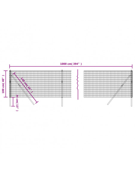 Recinzione Metallica Antracite 1x10 m in Acciaio Zincato