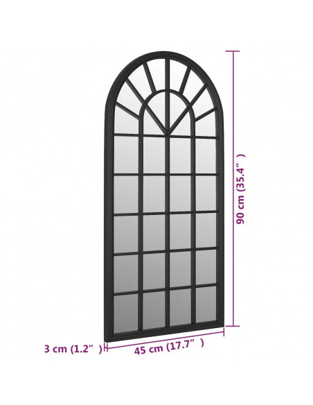 Specchio da Giardino Nero 90x45 cm in Ferro per Uso Esterno