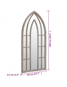 Specchio da Giardino Sabbia 100x45 cm in Ferro per Uso Esterno
