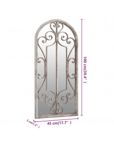 Specchio da Giardino Sabbia 100x45 cm in Ferro per Uso Esterno