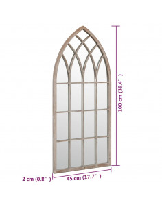 Specchio da Giardino Sabbia 100x45 cm in Ferro per Uso Esterno