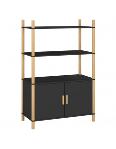 Credenza Nera 80x40x121 cm in Legno Multistrato 2