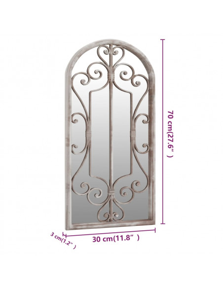 Specchio da Giardino Sabbia 70x30 cm in Ferro per Uso Esterno