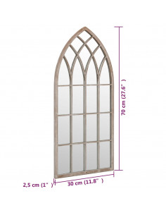 Specchio da Giardino Sabbia 70x30 cm in Ferro per Uso Esterno