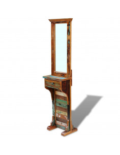 Specchio da Ingresso in Legno Massello di Recupero 47x23x180 cm