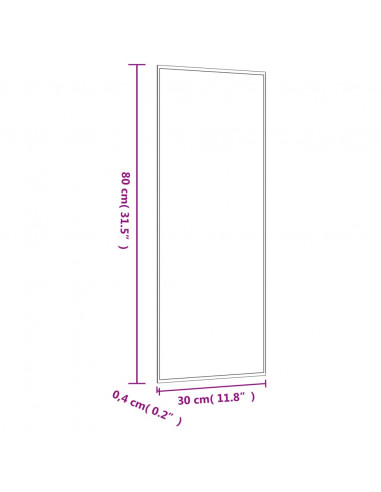 Specchio da Parete 30x80 cm Vetro Rettangolare