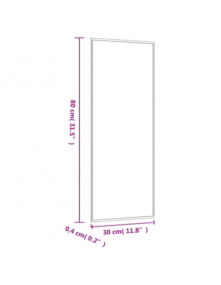 Specchio da Parete 30x80 cm Vetro Rettangolare