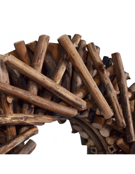 Specchio da Parete 40 cm in Legno di Teak Rotondo