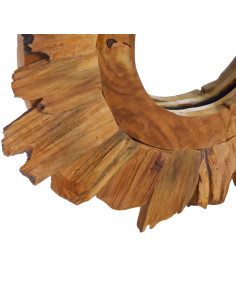 Specchio da Parete 40 cm in Legno di Teak Rotondo