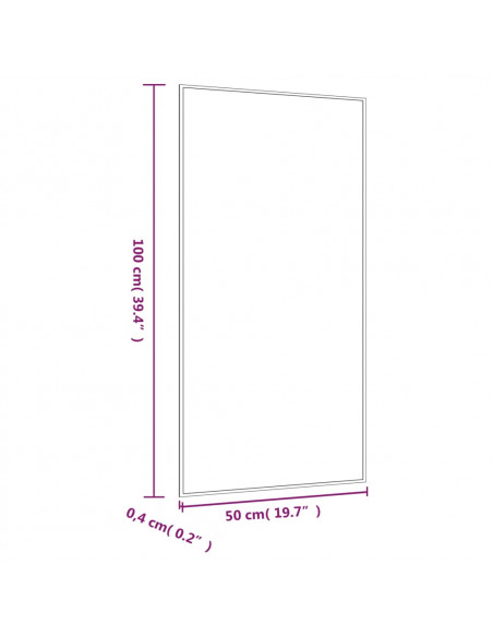 Specchio da Parete 50x100 cm Vetro Rettangolare