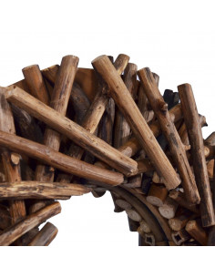 Specchio da Parete 60 cm in Legno di Teak Rotondo