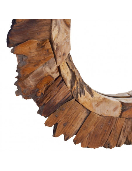 Specchio da Parete 60 cm in Legno di Teak Rotondo