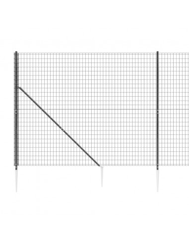 Recinzione Metallica con Picchetti Ancoraggio Antracite 1,8x10m