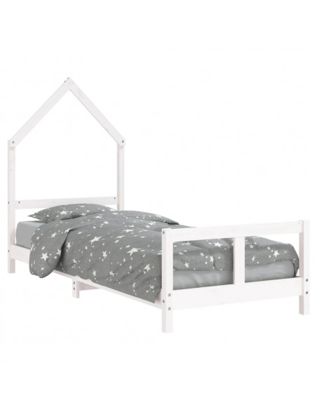Giroletto per Bambini Bianco 80x200cm in Legno Massello di Pino