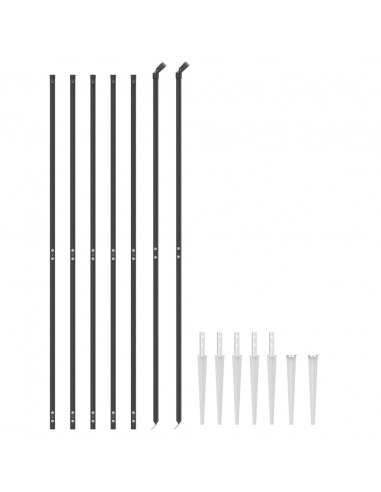 Recinzione Metallica con Picchetti Ancoraggio Antracite 1,6x10m