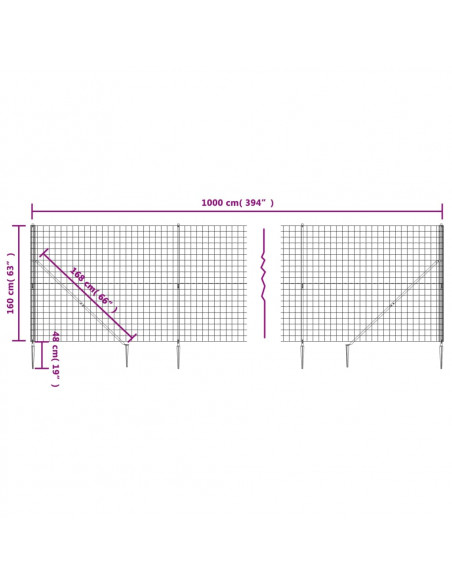 Recinzione Metallica con Picchetti Ancoraggio Antracite 1,6x10m