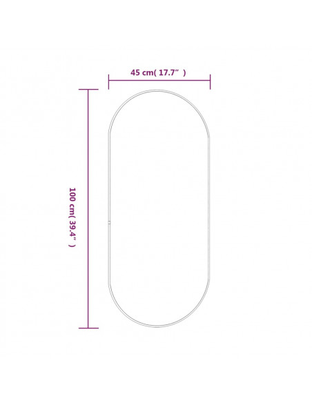 Specchio da Parete Argento 100x45 cm Ovale