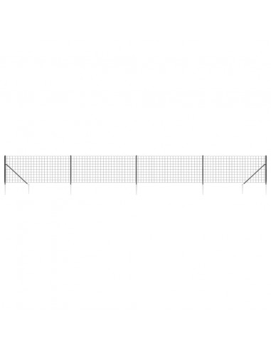 Recinzione Metallica con Picchetti Ancoraggio Antracite 1,1x10m