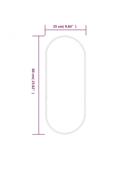 Specchio da Parete Argento 60x25 cm Ovale