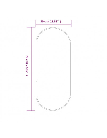 Specchio da Parete Argento 70x30 cm Ovale