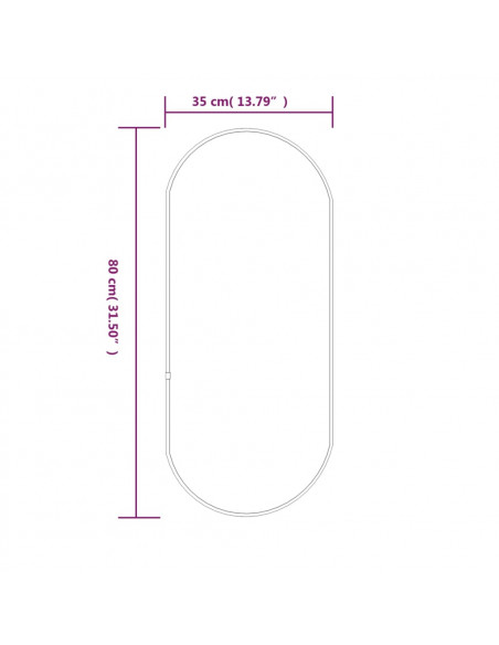 Specchio da Parete Argento 80x35 cm Ovale