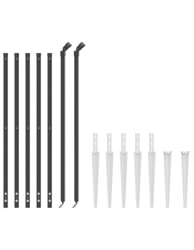 Recinzione Metallica con Picchetti Ancoraggio Antracite 0,8x10m