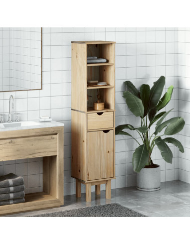 Mobile da Bagno OTTA 35x30x159 cm in Legno Massello di Pino