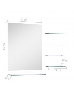 Specchio da Parete con 5 Mensole Argento 50x60 cm