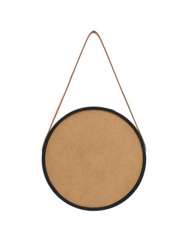 Specchio da Parete con Cinghia 40 cm Nero
