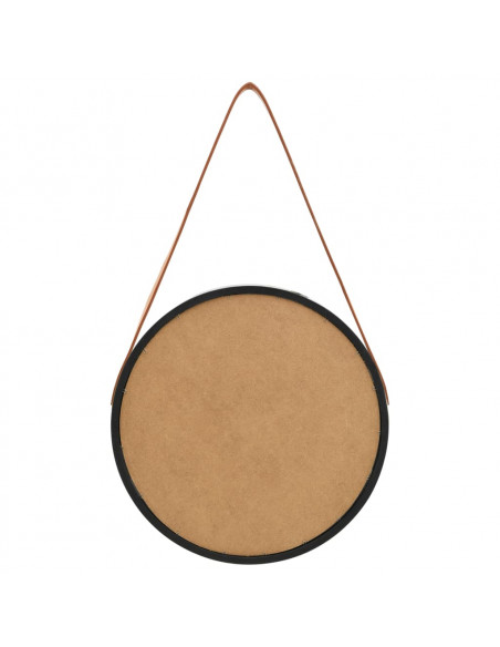 Specchio da Parete con Cinghia 40 cm Nero