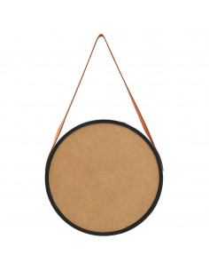 Specchio da Parete con Cinghia 50 cm Nero