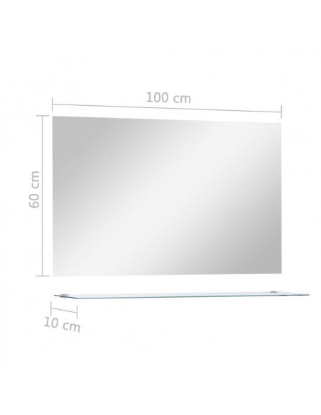 Specchio da Parete con Mensola 100x60 cm in Vetro Temperato
