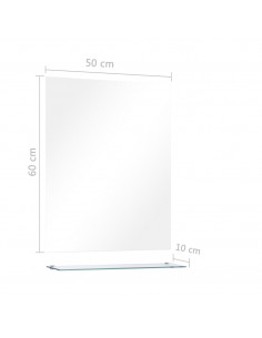 Specchio da Parete con Mensola 50x60 cm in Vetro Temperato