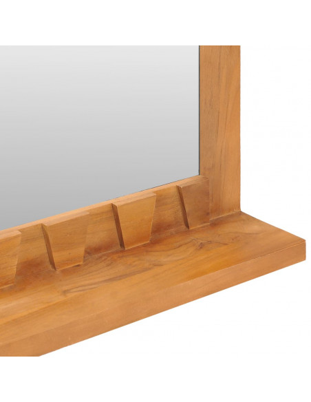 Specchio da Parete con Mensola 60x12x40 cm in Massello di Teak