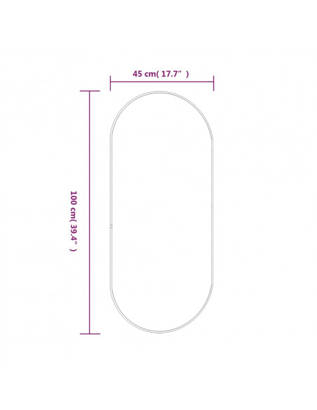 Specchio da Parete Dorato 100x45 cm Ovale