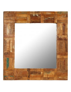 Specchio da Parete in Legno Massello di Recupero 60x60 cm