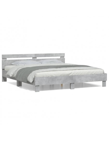 Giroletto Testiera Grigio Cemento 160x200 cm Legno Multistrato
