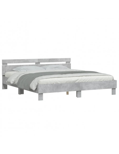 Giroletto Testiera Grigio Cemento 160x200 cm Legno Multistrato